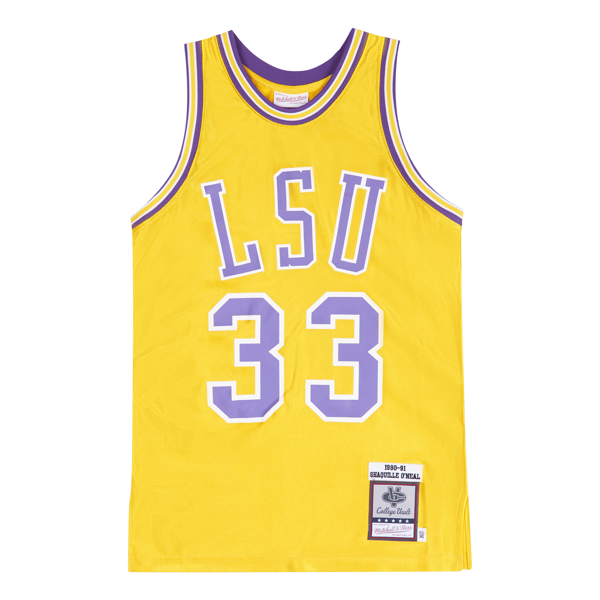 Men's Mitchell & Ness Shaquille O'Neal Gold LSU Tigers Player Swingman Jersey