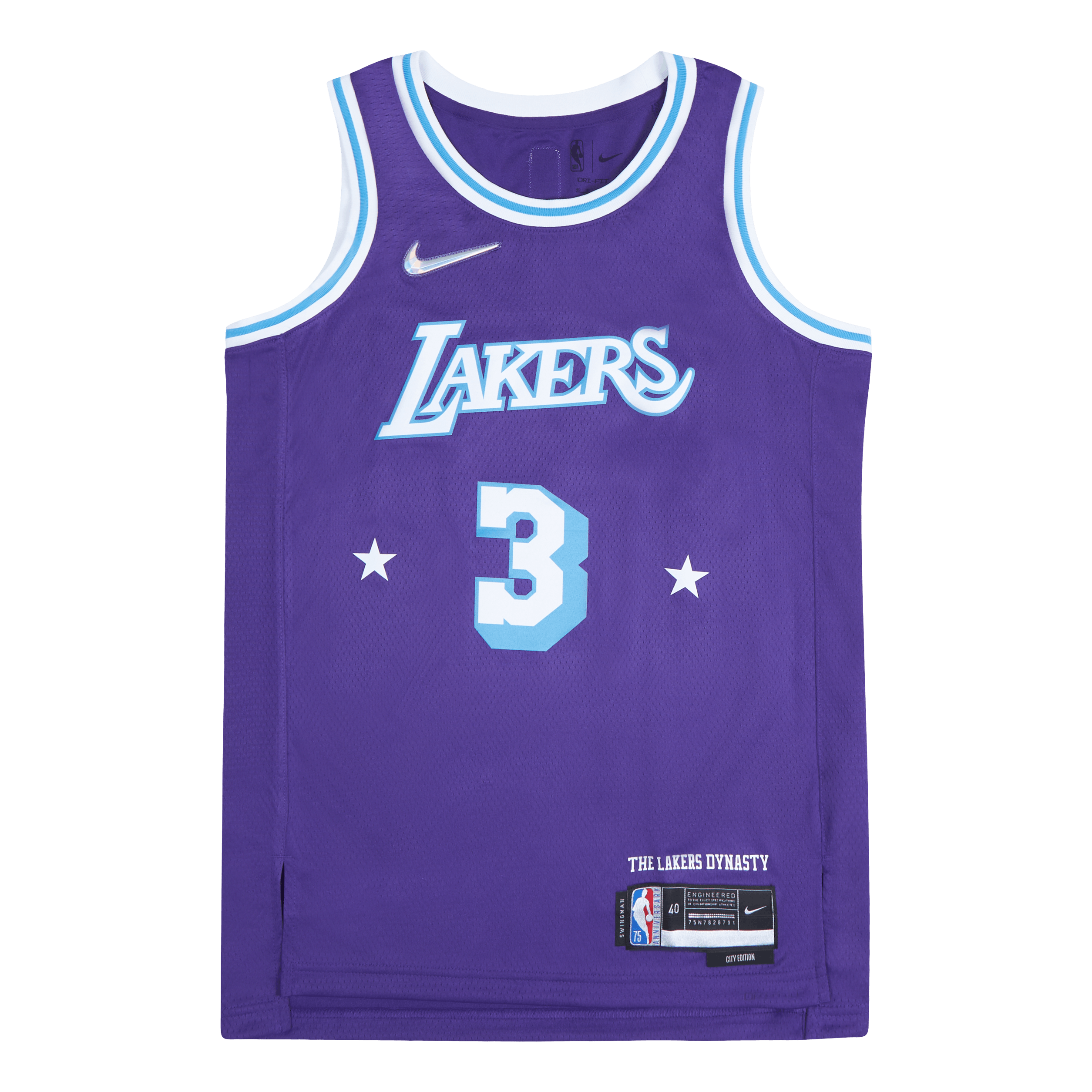 Jordan / Nike Youth Los Angeles Lakers Anthony Davis #3 Purple Dri-FIT  Swingman Jersey