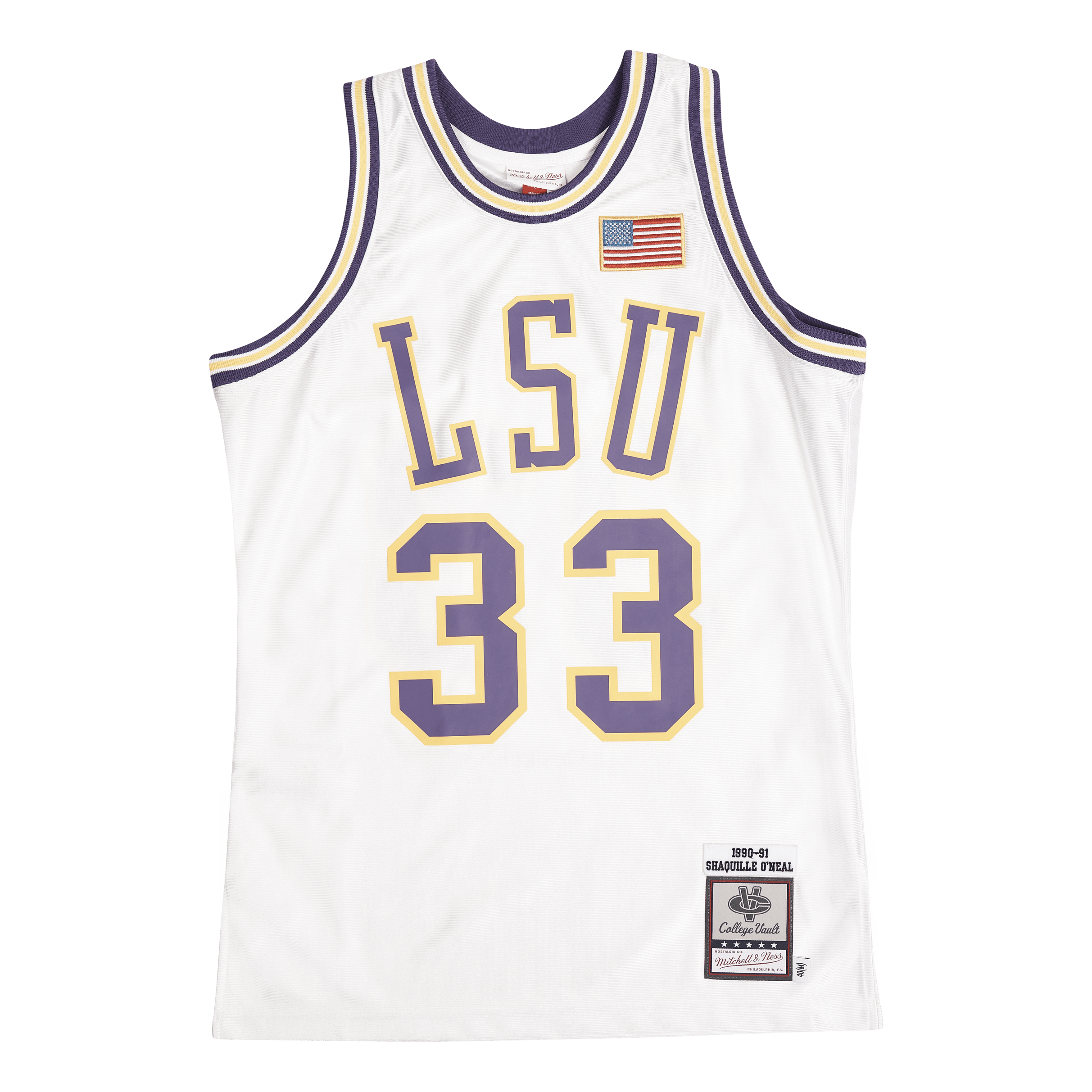 Mitchell & Ness NCAA LSU 1990 Shaquille O'Neal Home Jersey S