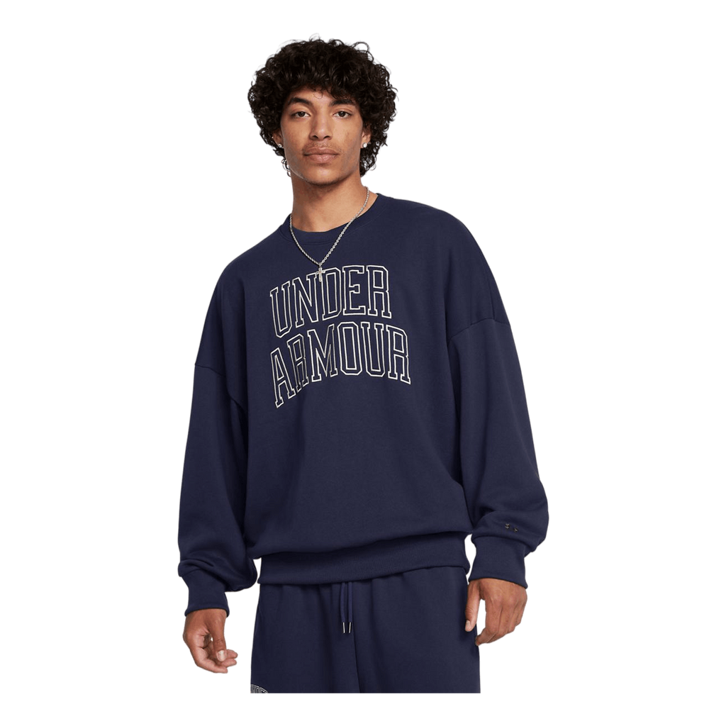 Under Armour Ua Icon Hwt Terry Os Crew Midnight Navy