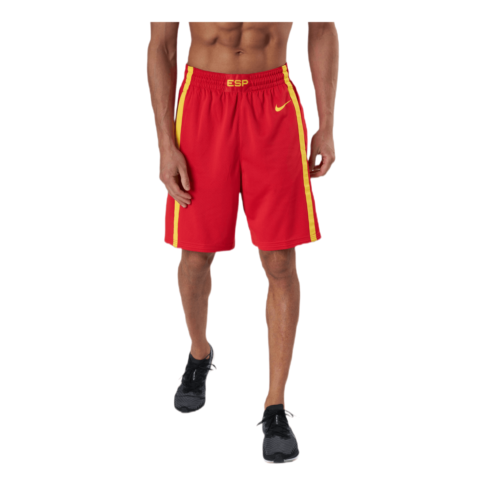 red and yellow basketball shorts