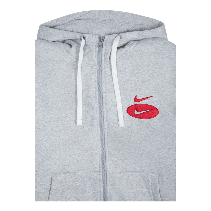 HOT Full Zip Hoodie Grey Nike Hoodie Red Tick NSW Full-Zip