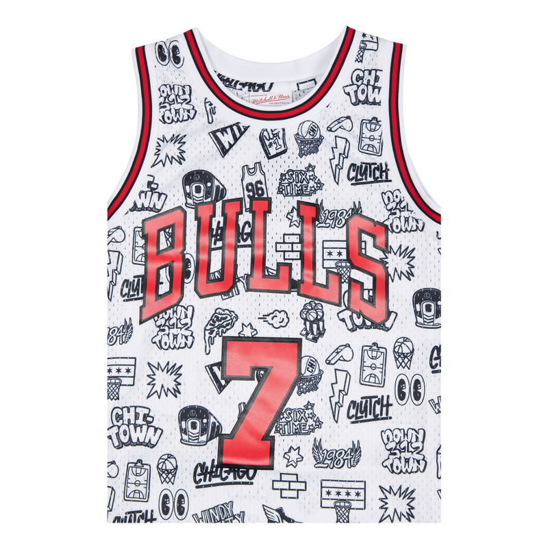 Mitchell & Ness Toni Kukoc White Chicago Bulls 1997-98 Hardwood Classics Doodle Swingman Jersey