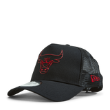 Bulls Foil Logo Black A-Frame Trucker Cap