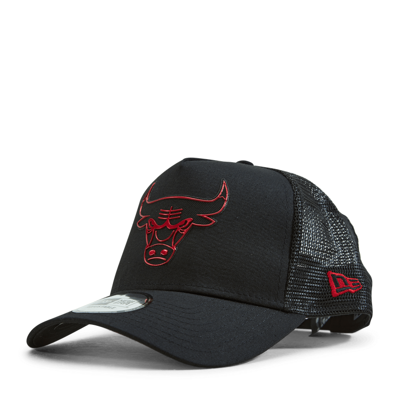 Bulls Foil Logo Black A-Frame Trucker Cap