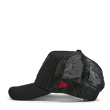 Bulls Foil Logo Black A-Frame Trucker Cap