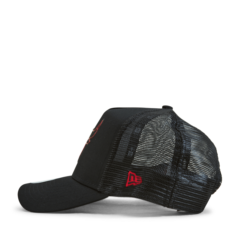 Bulls Foil Logo Black A-Frame Trucker Cap