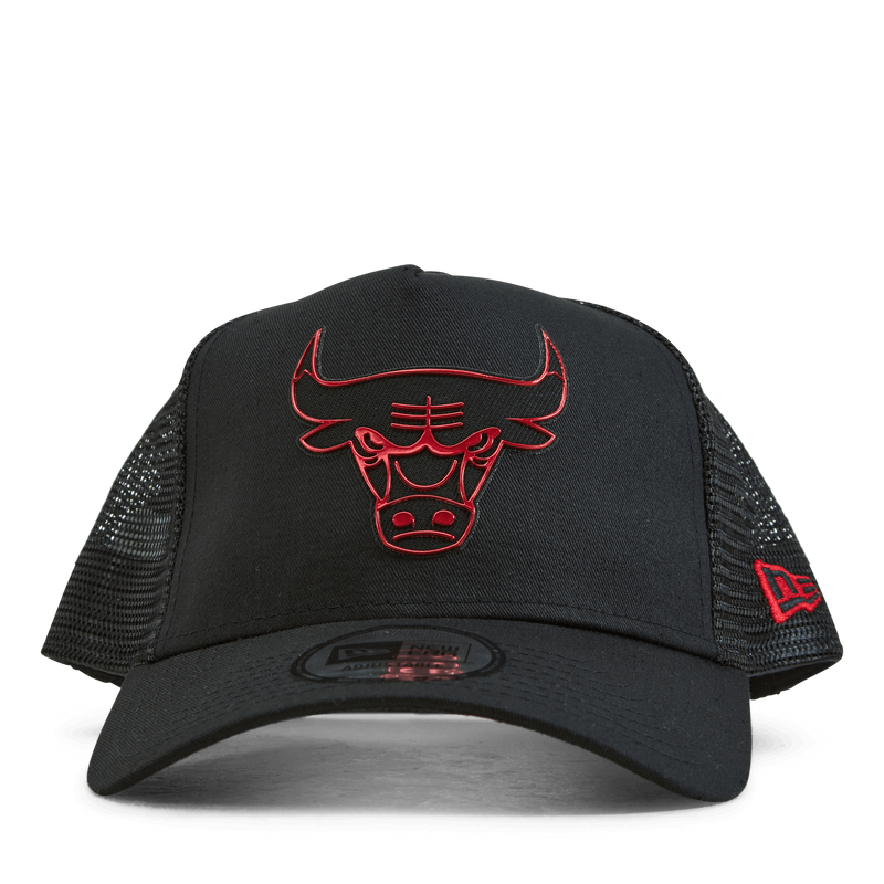 Bulls Foil Logo Black A-Frame Trucker Cap