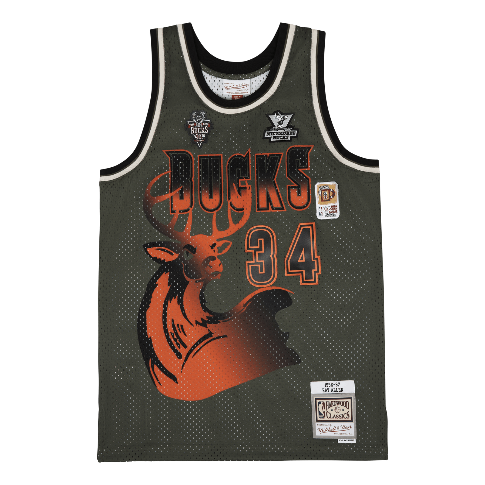Bucks Flight Swingman Jersey - Ray Allen - Mitchell & Ness